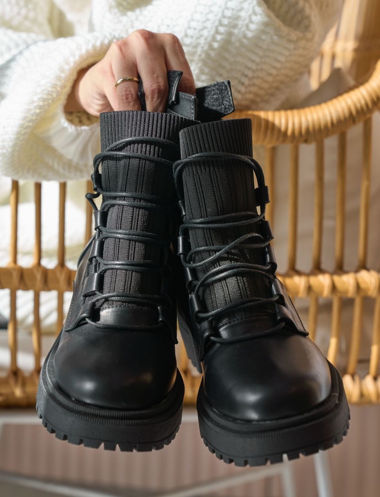 Black Combat Boots Fabric Tales